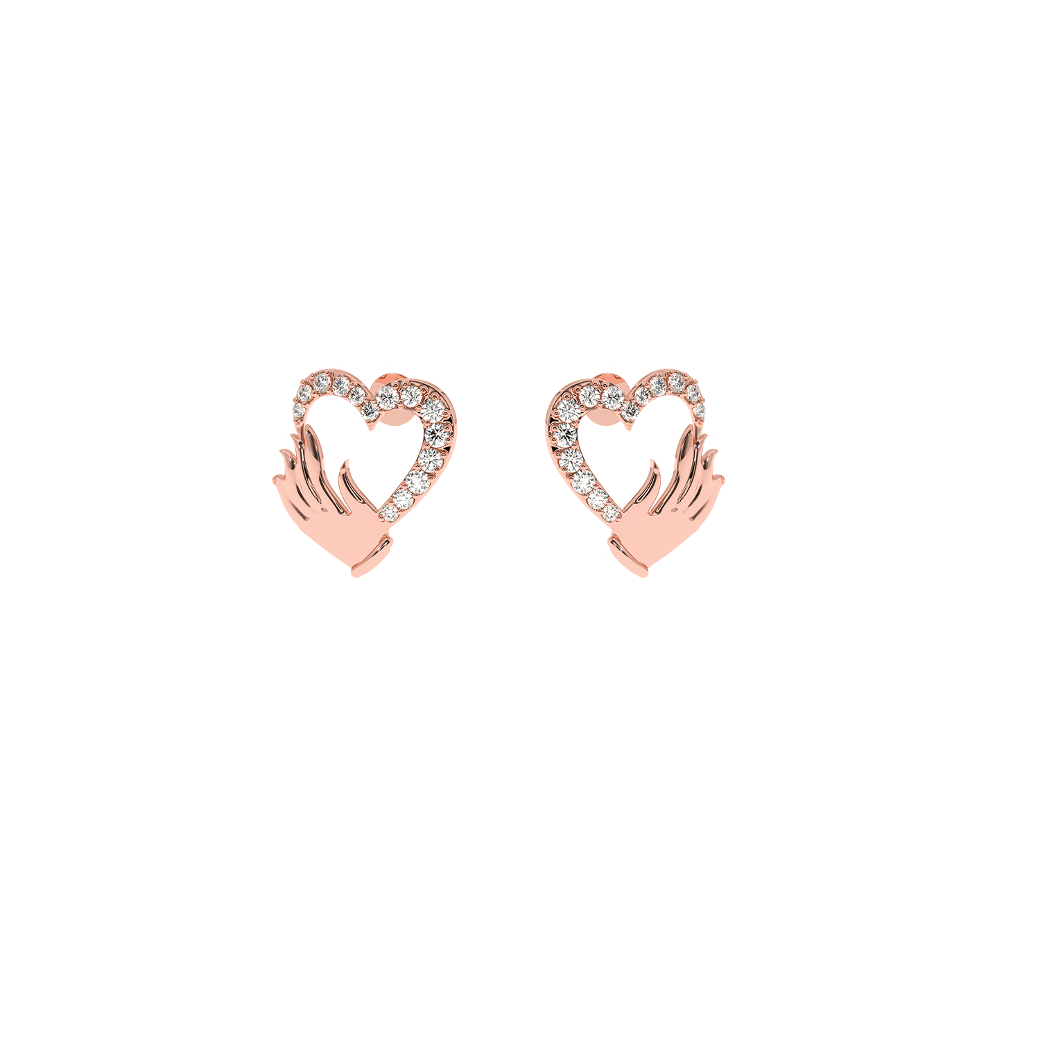 SolitaireKart – 0.28 CT Lab Diamond Embrace Heart Earrings